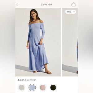 NWT Free People Carrie Midi Dress in “Blue Heron”